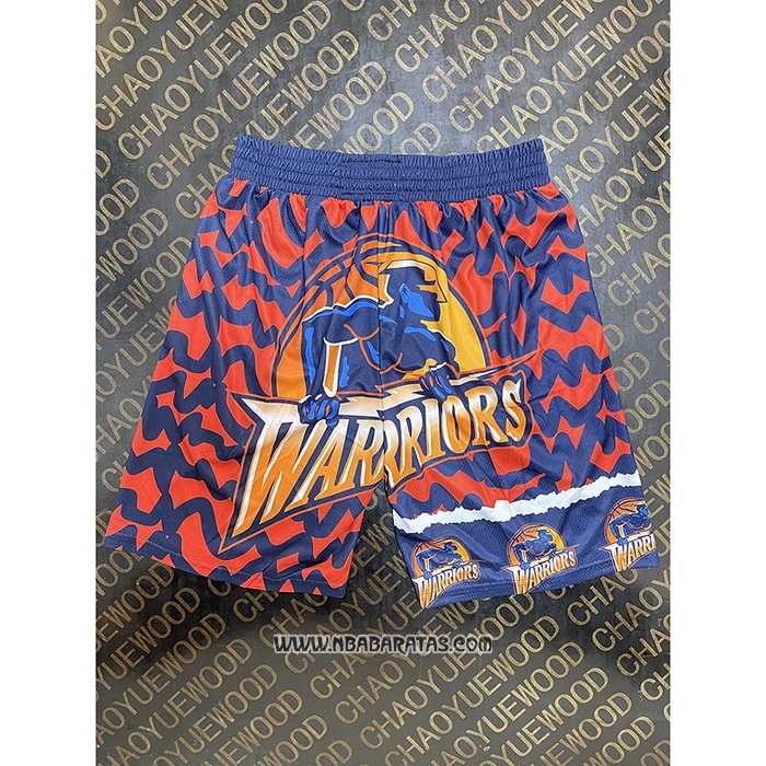 Pantalone Golden State Warriors Mitchell & Ness Naranja Azul